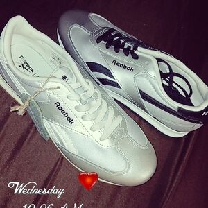 Reebok Silver and Black Sneakers